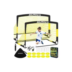 Kids Soccer Goals for Backyard Set, 2 Pack of Portable Pop Up Soccer Nets with Soccer Ball, Cones, Complete Training Equipment for Youth, Toddler Outdoor Sports Games